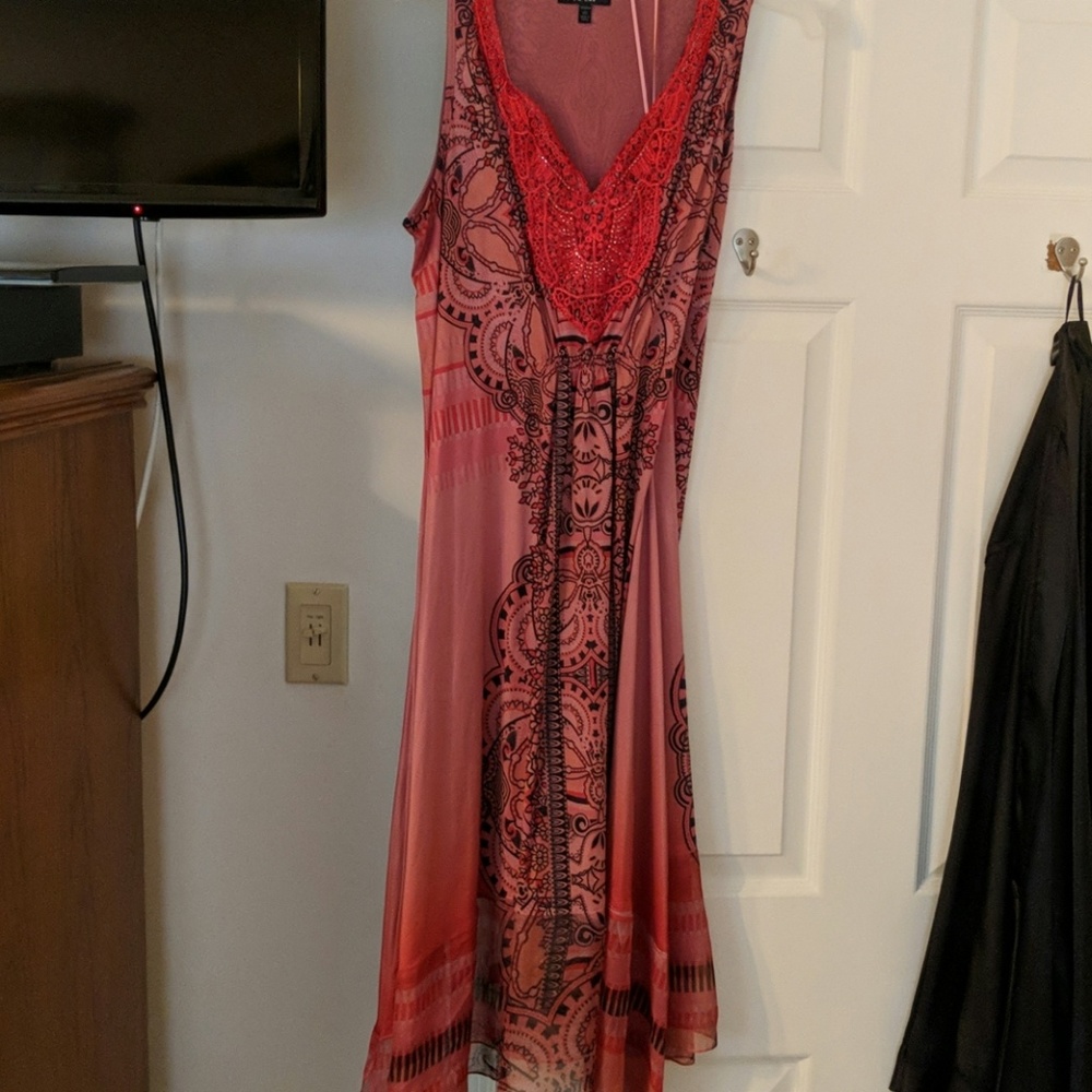 Pink Sleeveless V- Neck Gypsy Dress Apt 9